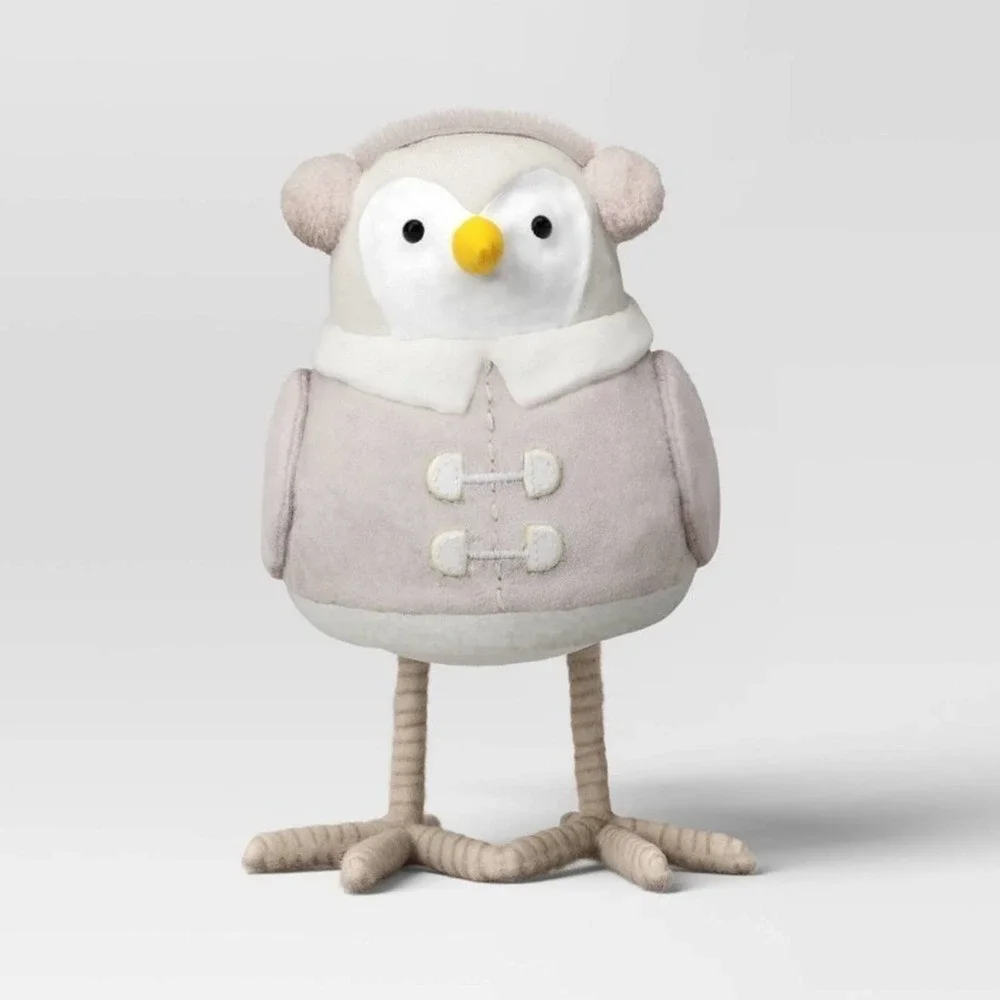 Featherly Friends Bird Christmas‎ Figurine Wearing Gray Earmuffs Wondershop